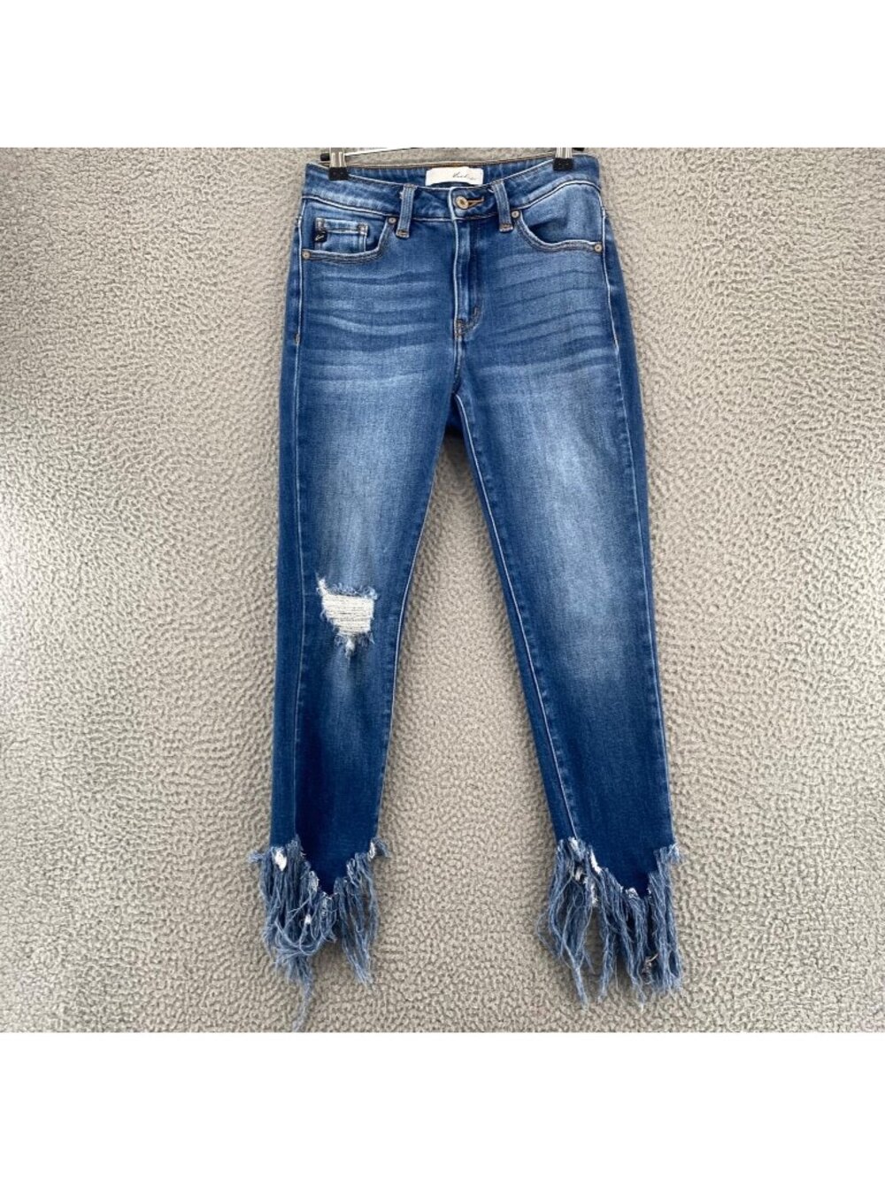 KanCan Jeans Womens 5 26 Audrina Blue Cropped Ankle Skinny Distressed Frayed Hem